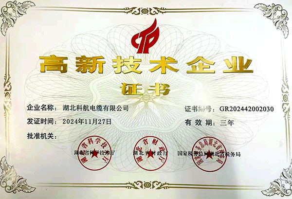 国家高新技术企业证书